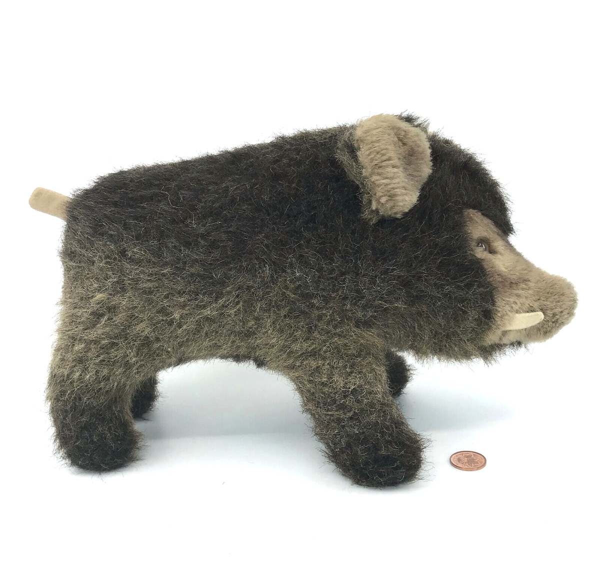 Steiff Wutzi Wild Boar 1977 Pig Knitted Fur Plush 20cm 8in ID