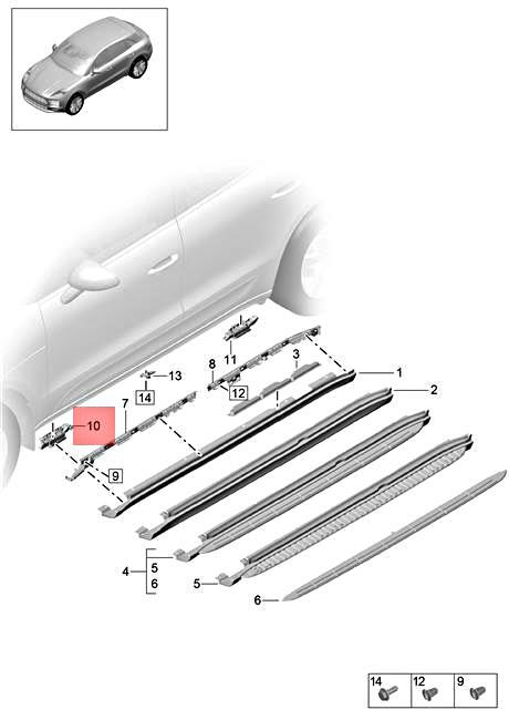 Porsche OEM 15-16 Macan Center Pillar Rocker-jacking Bracket Right 