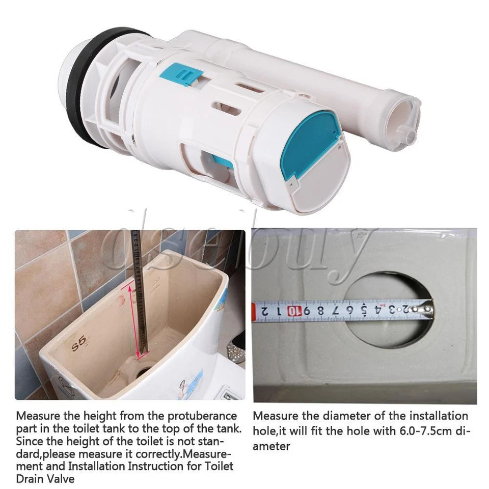 Toilet Cistern Dual Flush Fill Drain Valve Replacement 18cm Height - Image 2 of 4