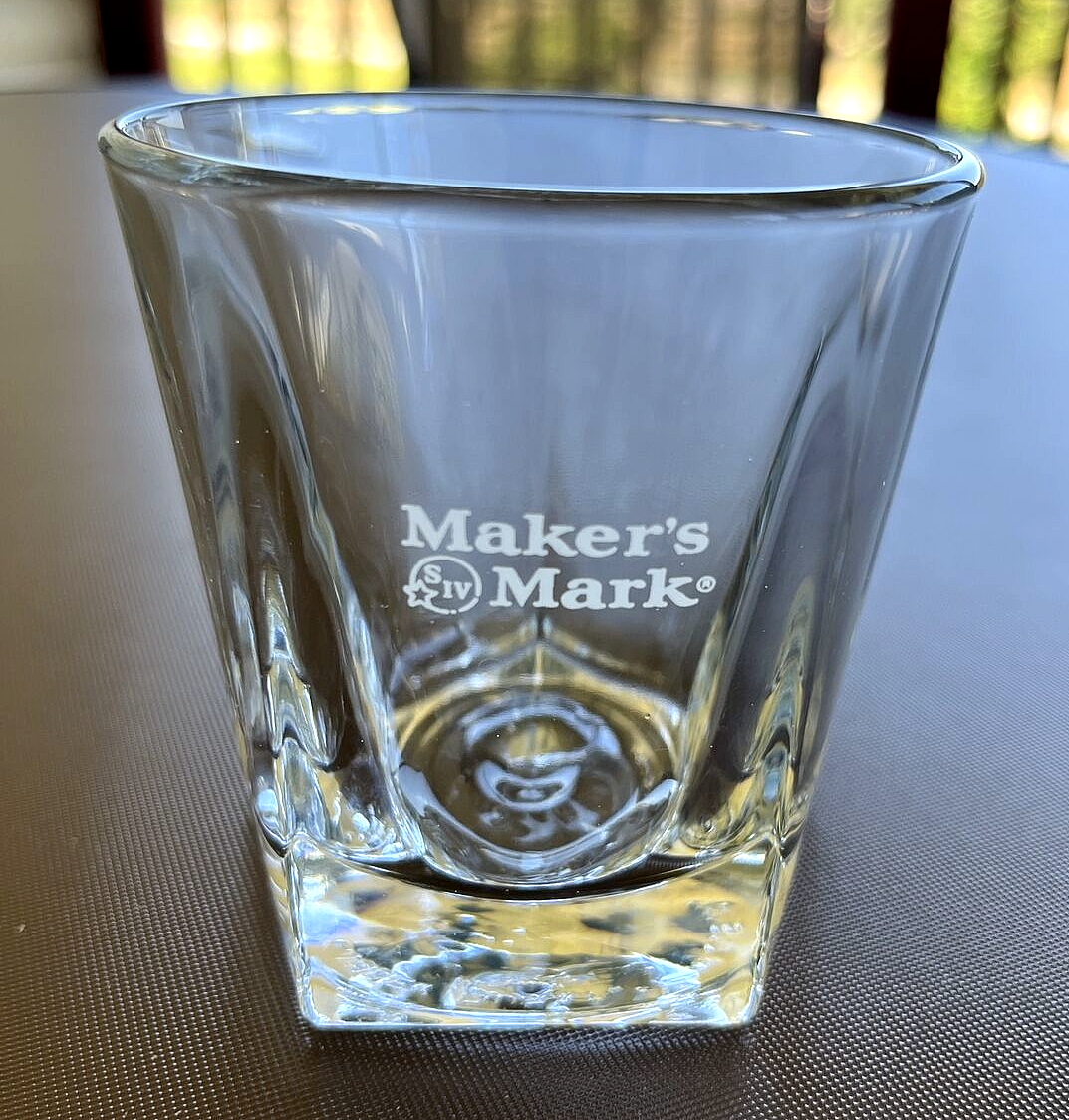Maker's Mark Bourbon Etched S IV Whiskey Lowball Rocks Bar Glass