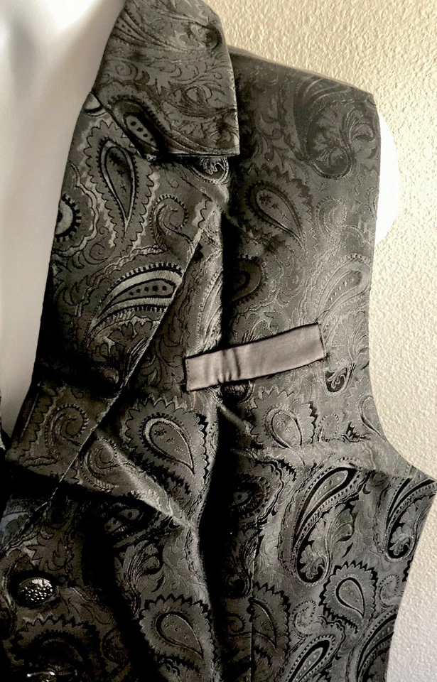 Hombre Talla L Chaleco Negro Disfraz Estilo Victoriano Vampiro Steampunk Renacimiento Gótico Foto 3 de 4