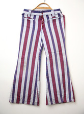 Vintage 60s 70s miss H.I.S Womens Flared Bell Bottom Disco Hippy Pants Striped