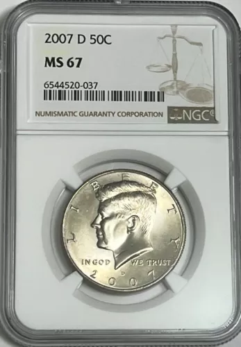 2007 D NGC MS67 MINT STATE CLAD KENNEDY HALF DOLLAR BUSINESS STRIKE 50C JFK COIN