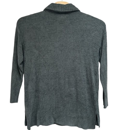 Barefoot Dreams CozyChic Lite 1/2 Zip Gray Cardigan Pockets Nylon Blend Size 1X - Bild 5 von 5