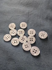 1 Dozen (12) 16L Shirting Buttons (10.2 mm 13/32 in) Resin - Pearl Coloured