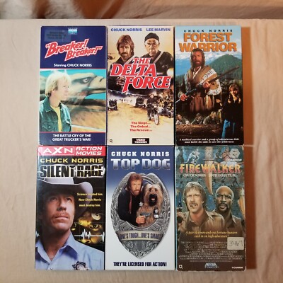 Chuck Norris VHS Video Lot Firewalker Top Dog Silent Rage Breaker Forest Warrior