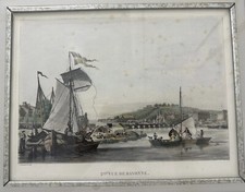 2nd Vue French View Of Bayonne Hand Colored Lithograph By L Garneray c. 1830