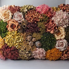Spring Woven Wicker Basket of Dried Flowers With Handles Roses