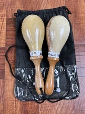 Leather Mini Maracas With Bag, Natural Design. Maracas De Cuero-Mini 8.5”