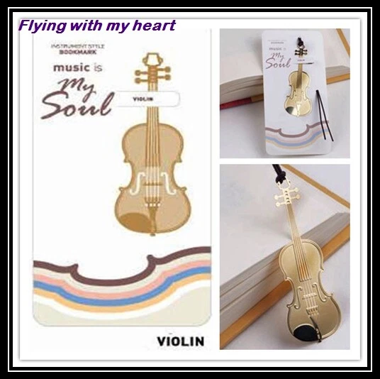 LING Violin - Instrument Gold-plated Stainless Metal Music Art Bookmark Perfect Gift