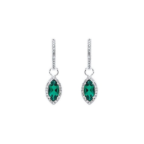 Hoop Diamond Earrings For Dangles or Plain 1/6 ctw GHI Color 14K White Gold - Picture 5 of 7