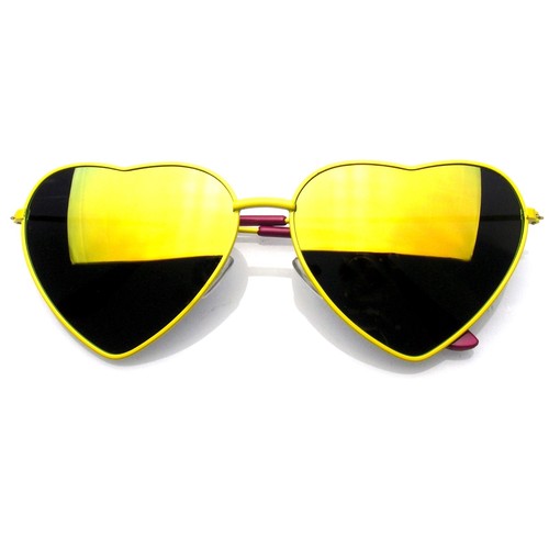 Premium Womens Cute Metal Frame Heart Shape Sunglasses - Picture 16 of 16