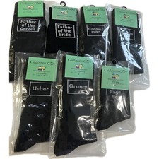 BLACK WEDDING SOCKS - DIFFERENT TITLES - GROOM,USHER, - JOB LOT X7 EL203