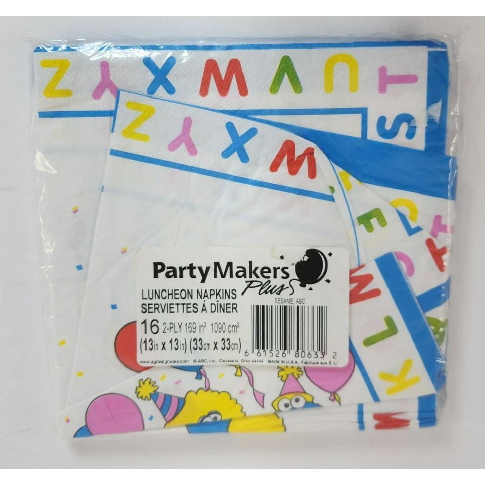 16 servilletas vintage de fiesta Plus Plaza Sésamo ABC fiesta de cumpleaños nuevas en stock EE. UU. Foto 2 de 2