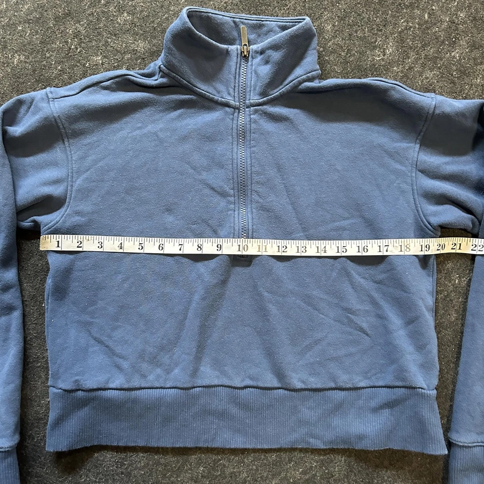 Sudadera pulóver recortada con media cremallera Zella para mujer, azul, talla pequeña Foto 3 de 4