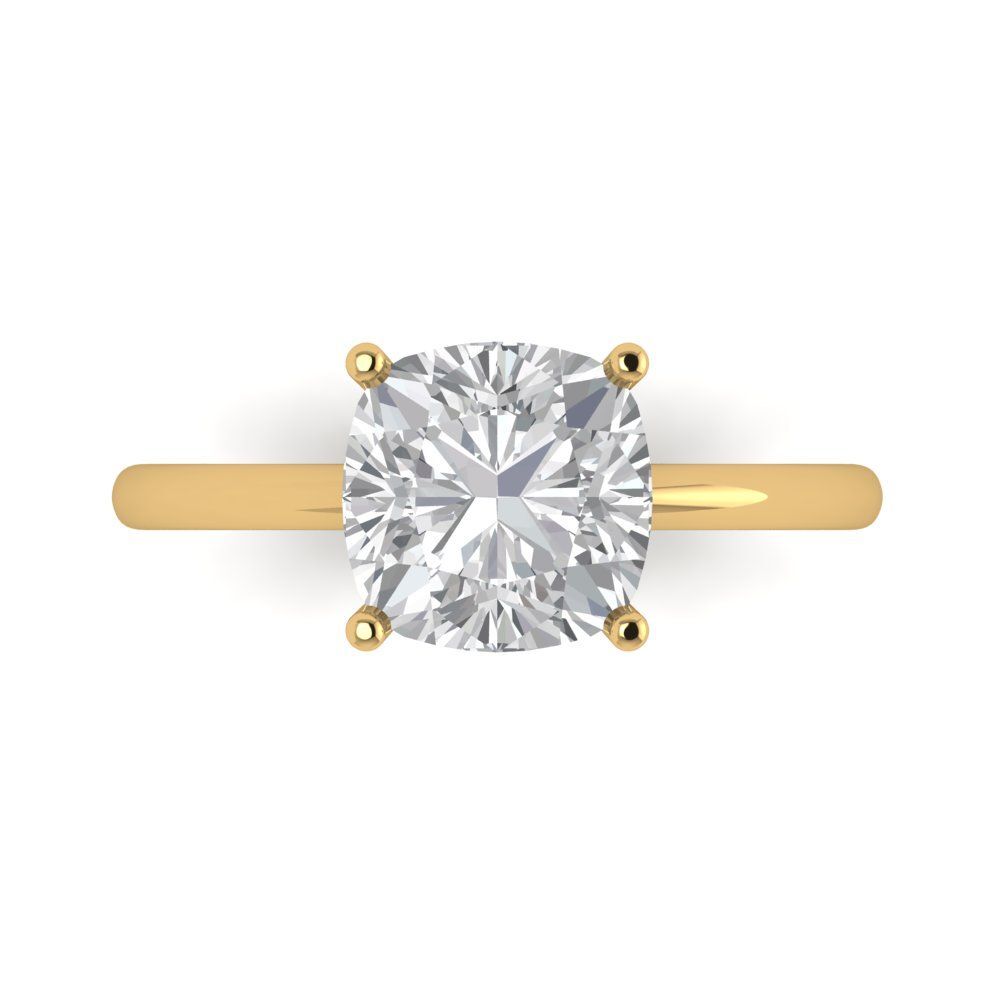 Cushion VVS1 Zirconia Diamond Solitaire Promise Ring, 14K