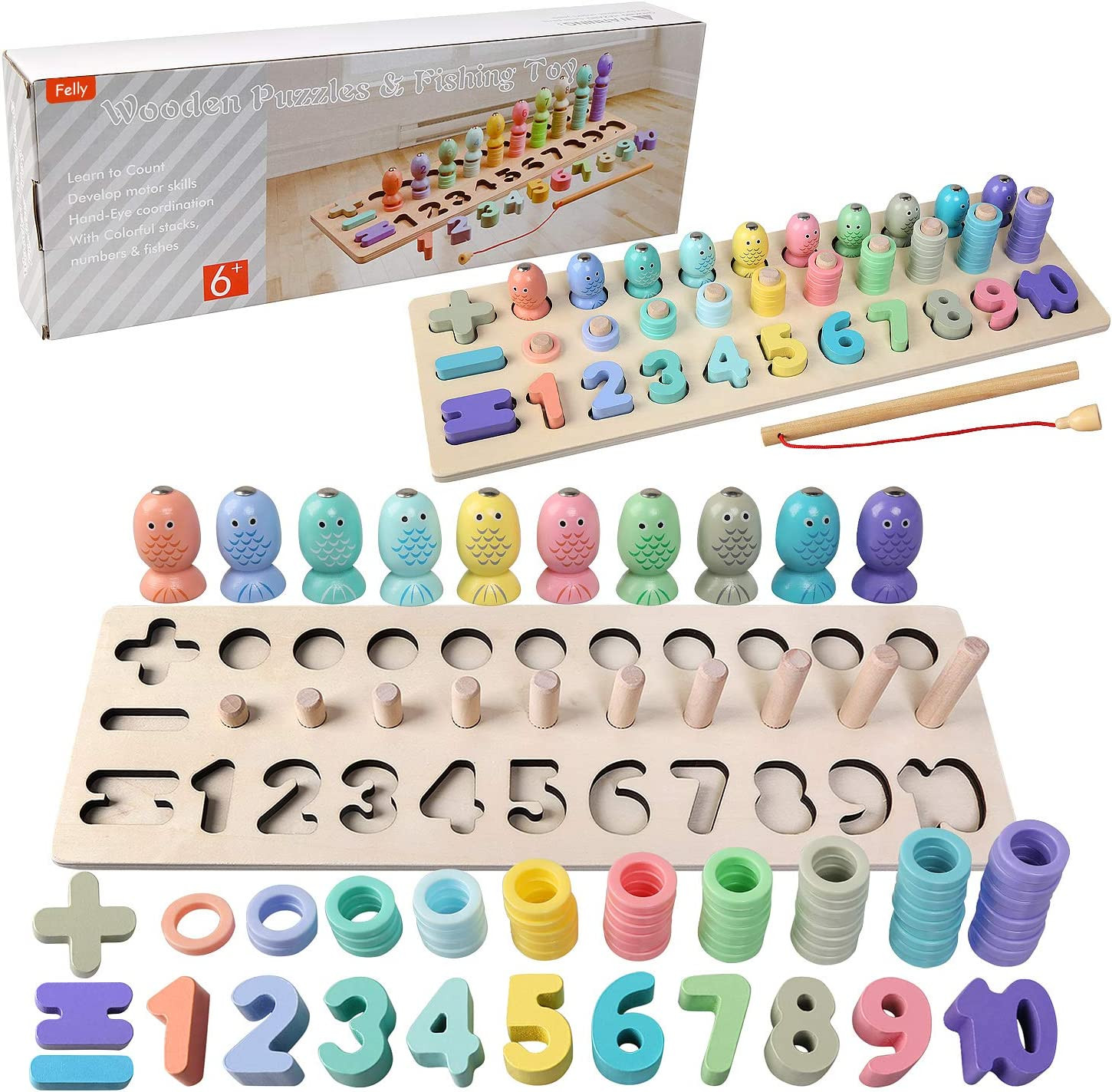 Giochi Bambini 1-3 Anni, Giocattoli Educativi Montessori Da Puzzle in Legno, Ane
