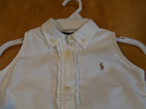 Ralph Lauren Girls' Ruffled Front Button Oxford Top & Denim Skort-Sz. 6/7 - Picture 3 of 4