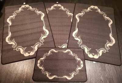 ..RÖMISCHE WASCHBARE ZIGEUNERMATTEN 4-TEILIGES SET RUTSCHFEST XXL 100X140CM BILDERRAHMEN GRAU