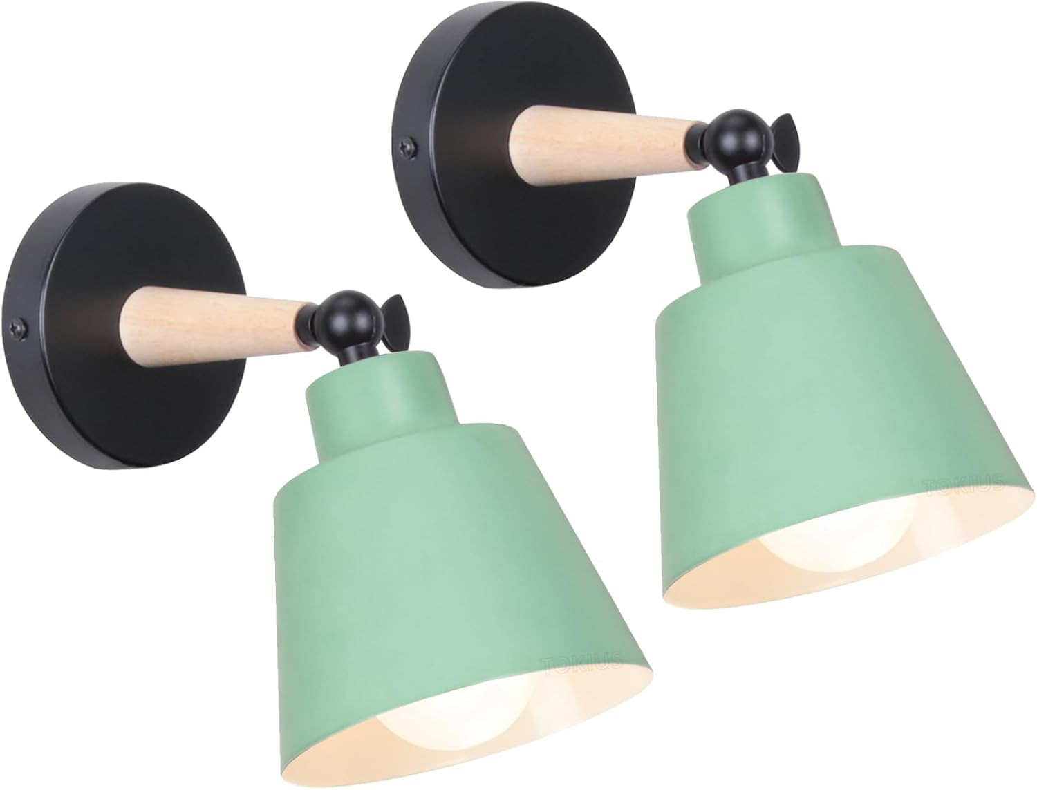 2 Lampade da Parete Vintage Metallo Legno | Applique Interno Retrò