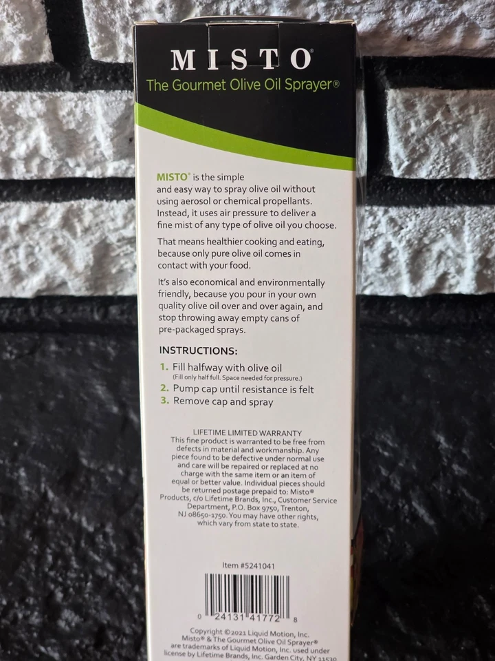 MISTO The Gourmet Olive Oil Sprayer Non Aerosol Refillable Kitchen Cooking NEW - Image 3 of 4