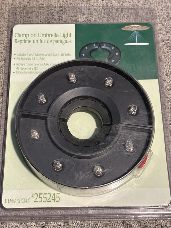 Outdoor Picnic Patio Camping Table Clamp-On LED UMBRELLA LIGHT# 0255245