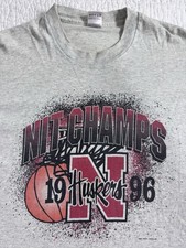 VTG 1996 NIT Huskers Basketball Champs Tshirt 2XL Single Stitch Grey