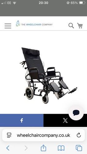 High Back Reclining Wheelchair With Elevated Leg And Foot Rests Immaculate - Picture 2 of 8