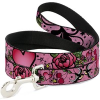 "Dog Leash Mom & Dad CLOSE-UP Pink W/Sparrows Narrow 0.5\" (Us Import)"