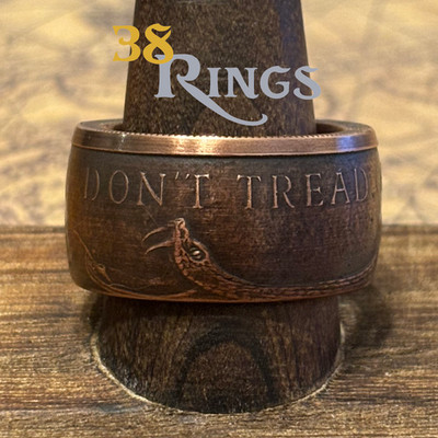 COPPER ''DON'T TREAD ON ME'' Gadsten Flag Coin Ring 1 TOz USA America SIZE 7-14