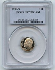 1999 S 10C Roosevelt Dime PCGS PR70DCAM