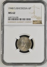 Southern Rhodesia 6 Pence 1948 NGC MS 62