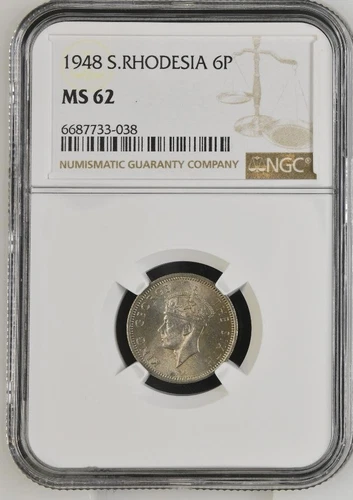 Southern Rhodesia 6 Pence 1948 NGC MS 62