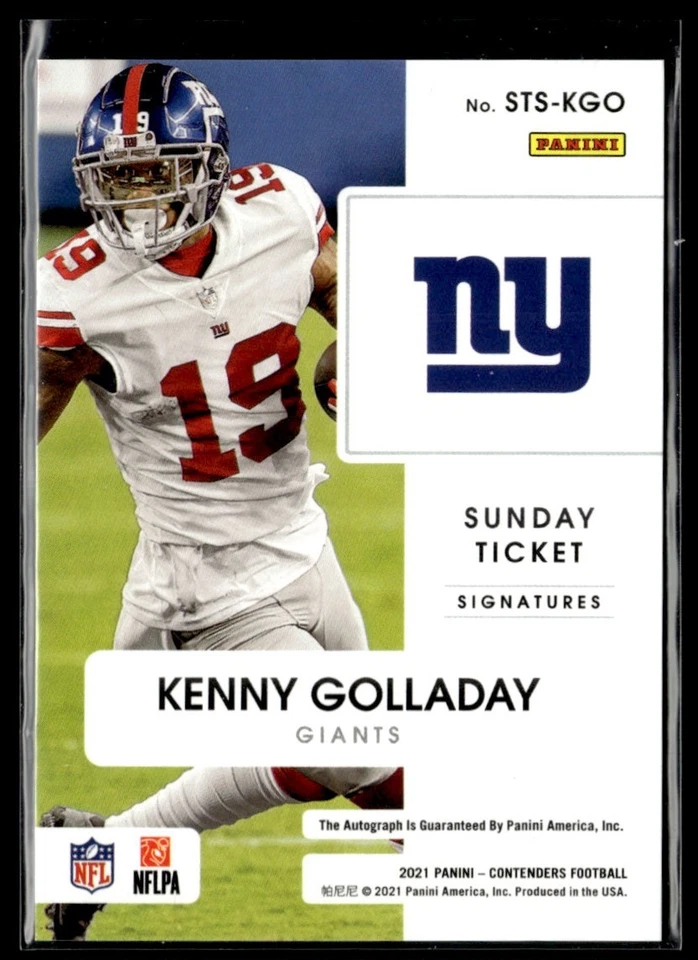 2021 Panini Contenders Sunday Ticket Signatures Kenny Golladay Auto /49 New York - Image 2 of 2