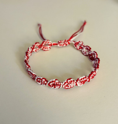 Lucky bracelet Gift for Her and Him Friendship Infinity Red and white
