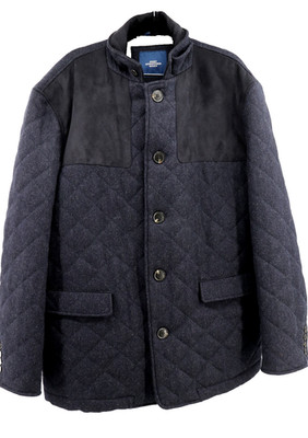 Hart Schaffner Marx Wool Blend Field Coat Men Sz XXL Navy Blue Button 2XL Jacket