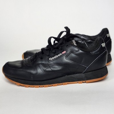 Reebok Classic Leather Black Shoes Mens 9 Retro Runner Skater Streetwear Clean