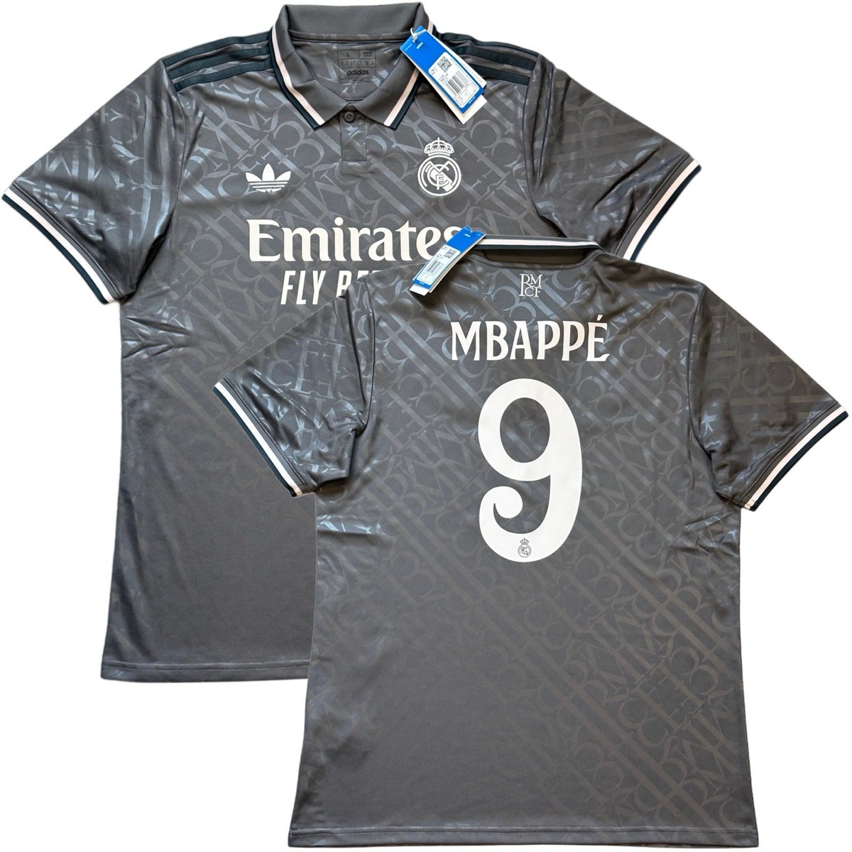 【新品】REAL MADRID 24/25 3rd ゲームシャツ 2024/25 Real Madrid Third Jersey #9 Mbappe Large adidas Champions