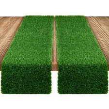Tranqun 2 Pcs Grass Table Runner 14 x 48 Inch Green Synthetic Home Decor Gree...
