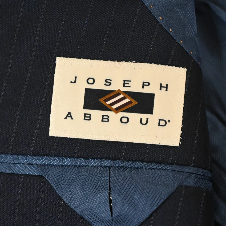 Traje de Hombre Joseph Abboud 42R 34x30 Azul Marino Rayas 100% Lana Reda Hecho en EE. UU. Foto 4 de 4