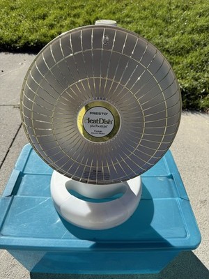 Presto HeatDish Parabolic Electric Heater Portable Plus Foot Light ~ White ~EUC