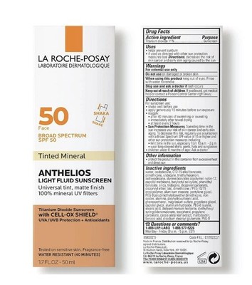 La Roche Posay Anthelios 50 Tinted Mineral Light Fluid Sunscreen Face EXP 07/26+