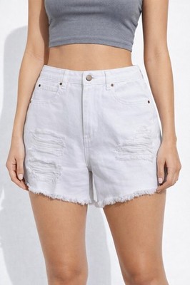 NWT Billabong How Bout That White Distressed Hi-Rise Cut-Off Shorts size 28