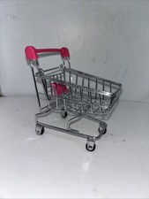Mini Shopping Cart, Tiny Shopping Basket Supermarket Handcart Pink 4x4.5"