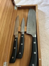 Set Of 3 Bon Appetitt knives In Wooden Box New No Tags German Steel