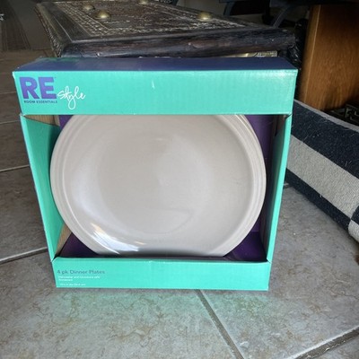RE Room Essentials Beige Tan Stoneware Set of 4 DINNER PLATES 10 1/2'' NEW IN BOX