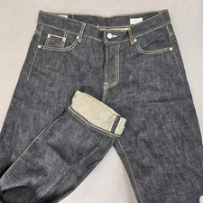 Denim Indigo Master Jeans Mens 32x36 Indigo Selvedge Slim Striaght Tag 34x36