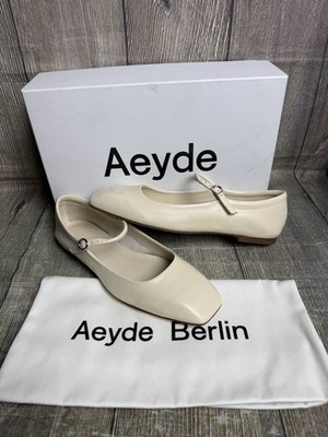 Aeyde Uma Nappaleder Ballerinas Mary Jane cremefarbene Schuhe EU38 UK5 290 £ 5uk