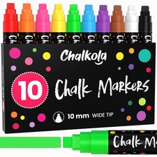 10 Chalk Markers for Chalkboard, Blackboard, Window, Bistro, Car Glass, Board...