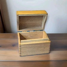 Vintage Wayne Novelty Solid Oak Recipe or File Box, likely from November 1970